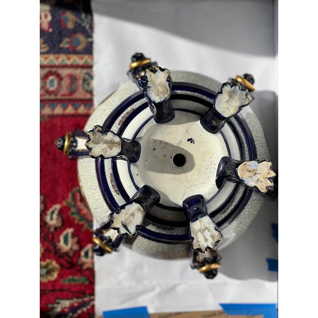 Late 20th Century 19th Century Vintage Minton Majolica Lion Head Handled Ascetic Jardiniere For Sale - Image 5 of 8