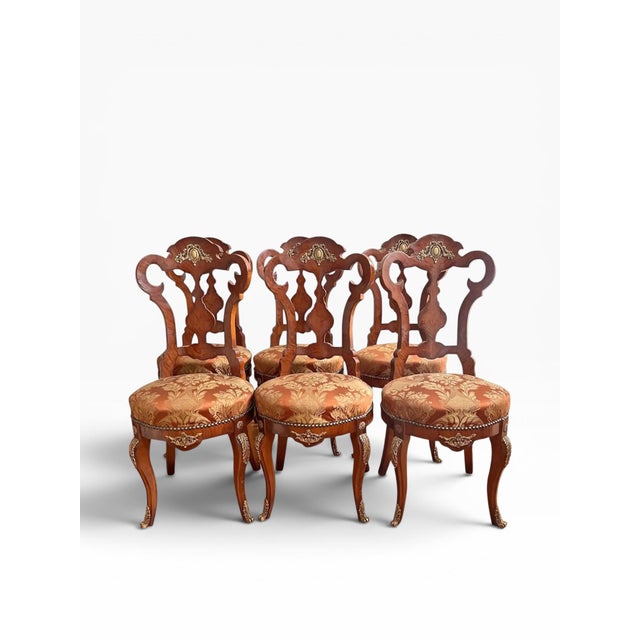 French 1950s Louis XV Style Dining Chairs- (Set of 6) For Sale - Image 3 of 14