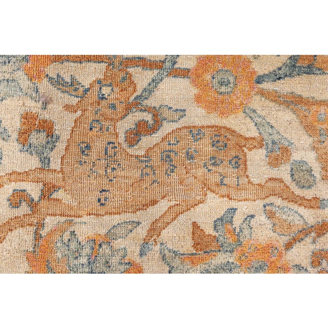 Authentic Persian Kirman Handmade Wool Rug For Sale - Image 9 of 10