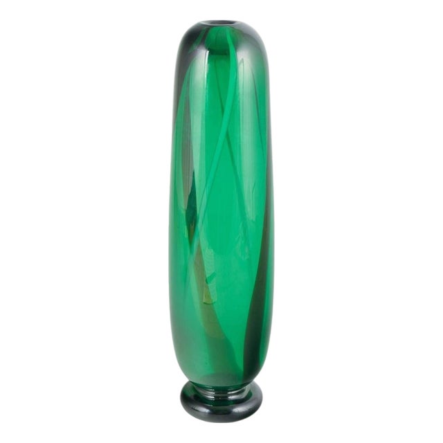 Scandinavian Art Glass Vase in Blue and Green Tones, 1970s For Sale