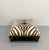 Campaign Vintage Zebra Hide Nailhead Ottoman For Sale - Image 3 of 7