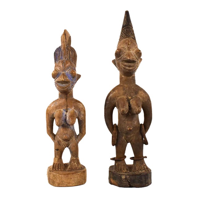 Early 20th Century Yoruba Ibeji Pair of Twin Figures Nigeria For Sale