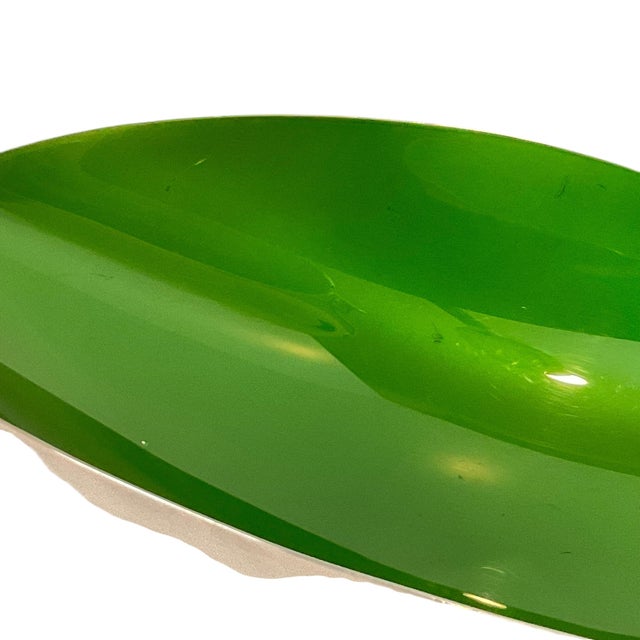 Reed & Barton Emerald Green Enamel Silverplate Pear Shaped Bowl Mid Century Modern For Sale - Image 13 of 15