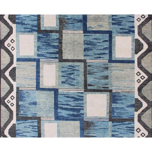 Measures: 8 x 10. Scandinavian piled modern design rug with geometric design, Keivan Woven Arts / rug RJK-19381-A1780,...