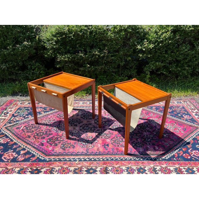 1960s Danish Modern Teak Magazine Rack Side Tables | Chairish