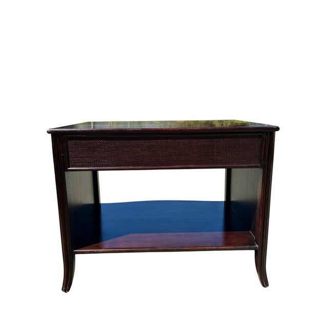 McGuire Pair of Barbara Barry for McGuire Caned Bedside Tables in Dark Tobacco For Sale - Image 4 of 9