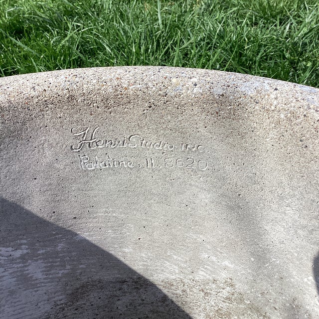 Vintage Henri Studio Garden Extra Large and Heavy Rolled Rim Concrete Stone Planter W/Stand Numberd For Sale In Chicago - Image 6 of 12