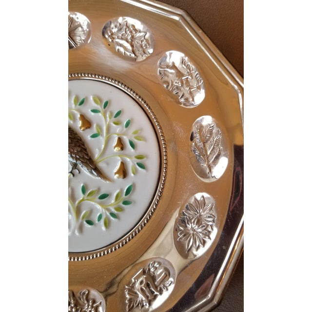 1970s 1970s Partridge in a Pear Tree Sterling Silver Decorative Plate For Sale - Image 5 of 10