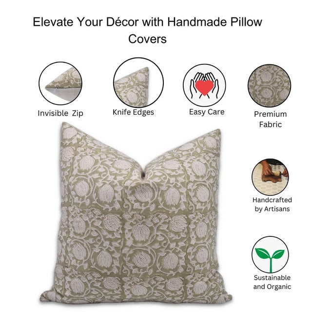 Fabdivine Artistic Block Print Throw Pillow Cushion Cover 12x20 Inch - 6Kamal For Sale - Image 4 of 4