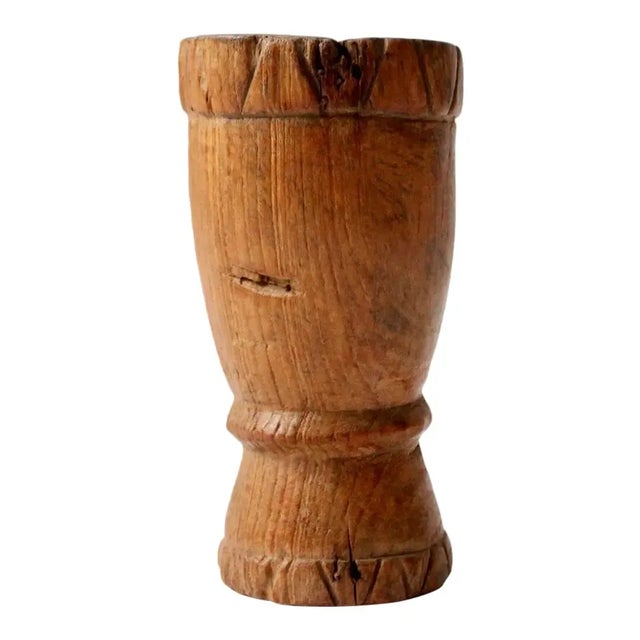 Brown Antique Wooden Kitchen Mortar For Sale - Image 8 of 8