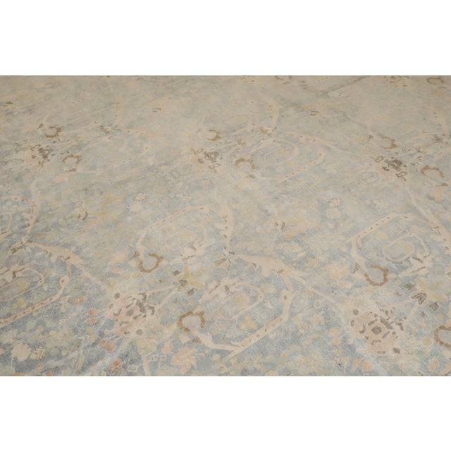 Persian Antique Zabihi Collection Brown Soft Blue Persian Tabriz Rug For Sale - Image 3 of 12