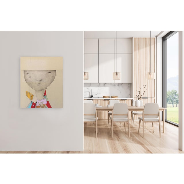 Textile Walking on Thread - Large Painting on Canvas Original Artwork by Mohamad Khayata For Sale - Image 7 of 9