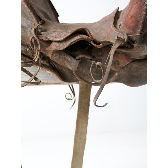 Old Western Leather Saddle Decorative Ranch Decor For Sale - Image 11 of 15