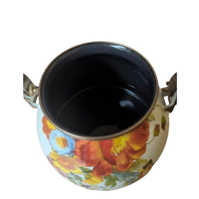 Mackenzie Childs MacKenzie Childs Flower Market Enamel Kettle Floral Design Wood Handle For Sale - Image 4 of 12