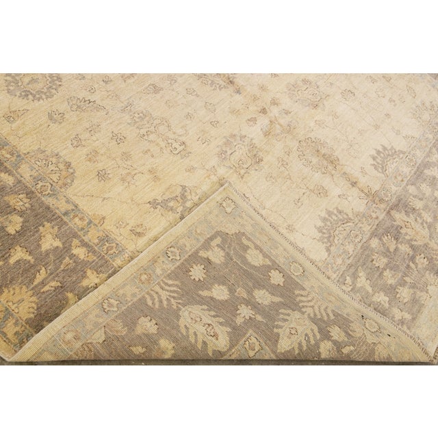 Handcrafted Modern Paki Peshawar Beige Wool Rug With Palmettes Design For Sale - Image 4 of 12