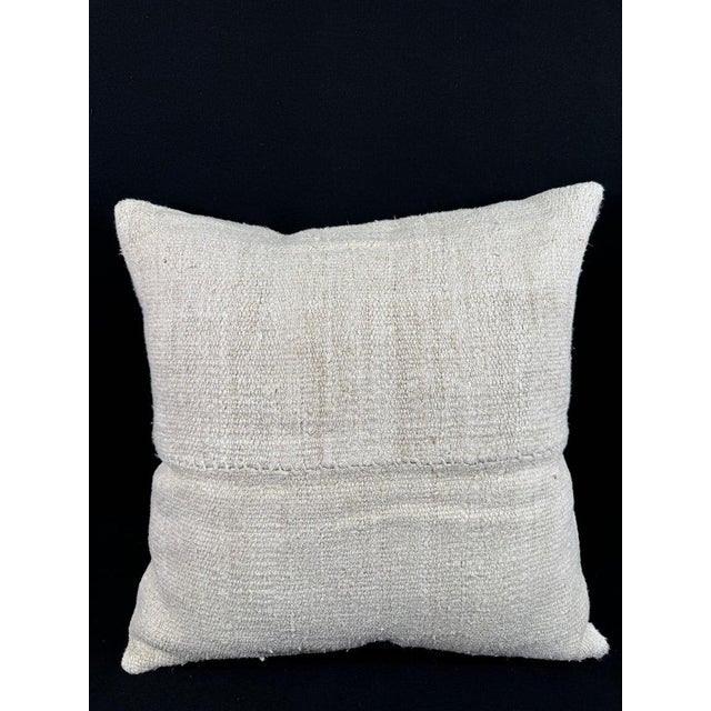 Turkish Hemp Pillow Cushion Natural Beige Pillow Cushion Cover 24"x24" For Sale - Image 4 of 4