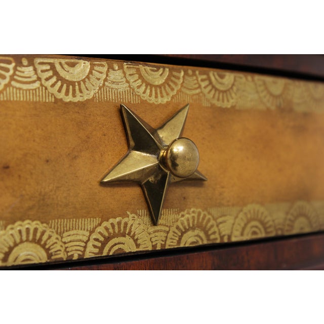 Maitland Smith Round Mahogany Leather Top Center Table For Sale - Image 12 of 17