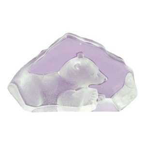 1990s Vintage Mats Jonasson Lead Glass Crystal Bear Sculpture Paperweight