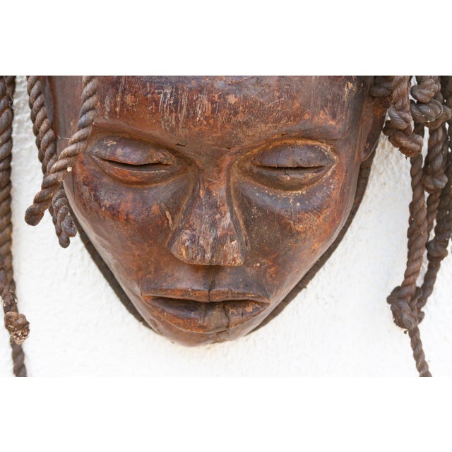 Old Wooden Braided Beauty Mask For Sale - Image 4 of 5