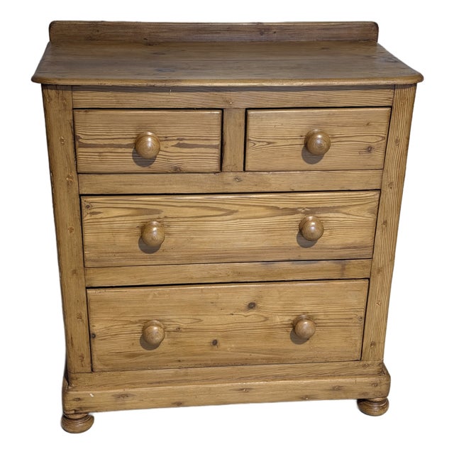 Antique Pine Two Over Two Drawers - Chest of Drawers With Lip From England For Sale