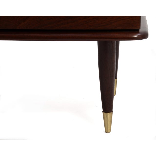 United Furniture Mid Century Mahogany Brass Nightstands a Pair Refinished For Sale - Image 13 of 13