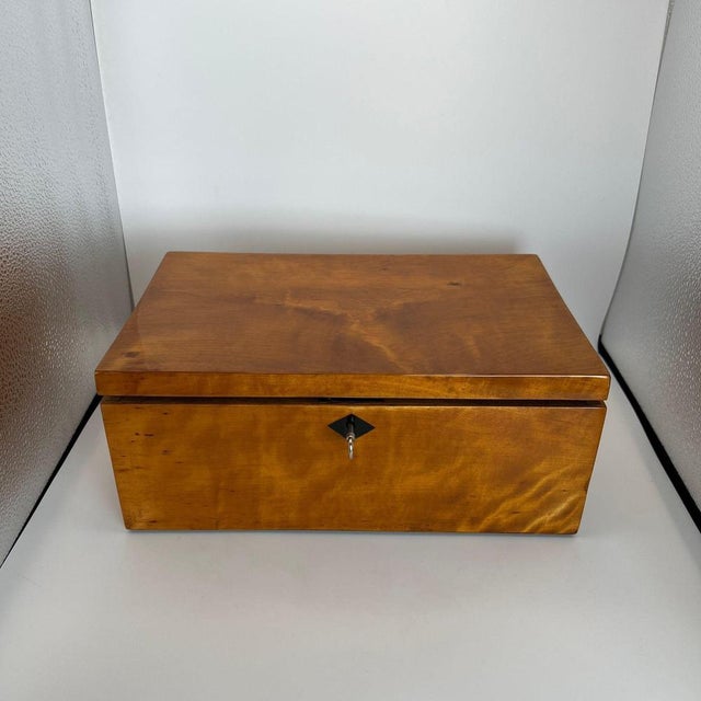 Brown Late Biedermeier Box in Solid Birch, Northern Germany, 1840 For Sale - Image 8 of 18