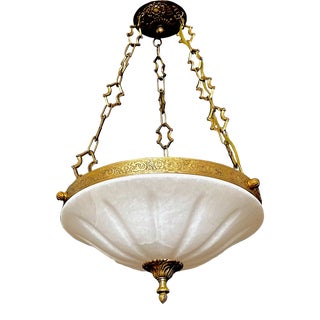 French Directoire Style Alabaster Chandelier Pendant Light For Sale