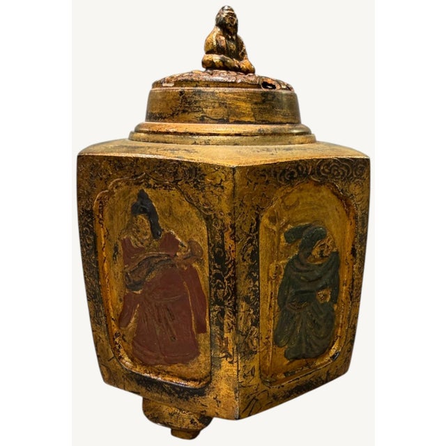 Bronze Vintage Japanese Seifu Takaoka Bronze Koro Incense Burner Gilt Figural Signed For Sale - Image 8 of 10