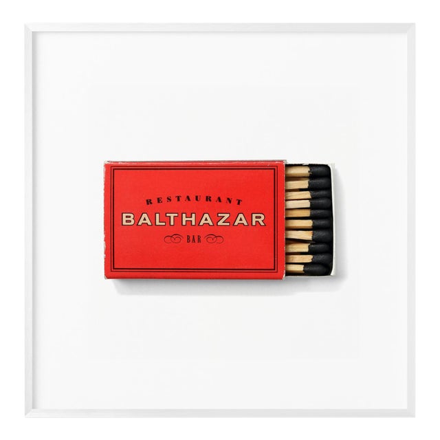 Balthazar Nyc Vintage Matchbox Cover Art Glicée Print With White Metal Frame For Sale