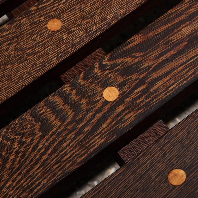 Architectural Slatted Bench in Wengé, Netherlands, 1960s For Sale - Image 9 of 11