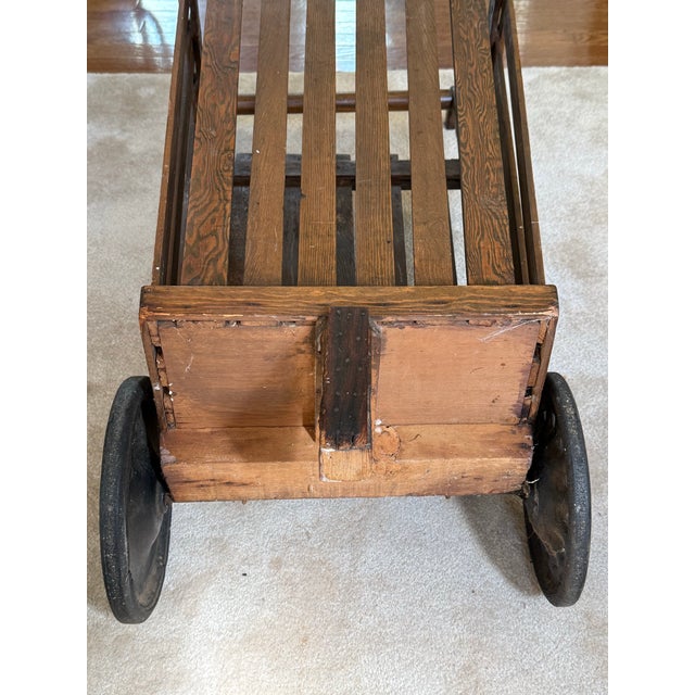 Antique Slat Wood Grocery Shopping Cart Wheeled Basket For Sale In Saint Louis - Image 6 of 9
