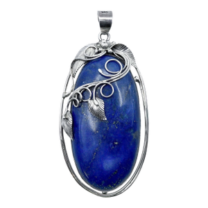 Vintage Sterling Silver With Oval Lapis Lazuli Pendant