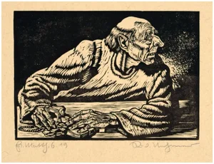 Rudolf Nehmer, Greed, 1948, Woodcut
