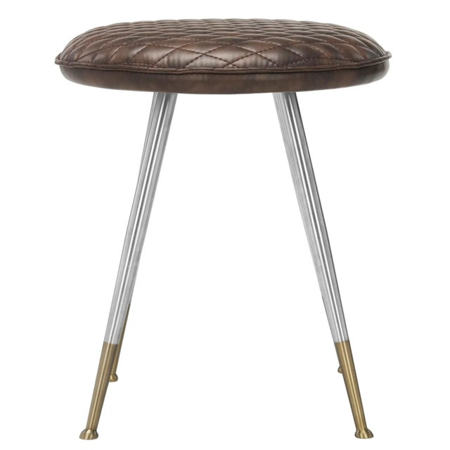 Modern 30"H Mid Modern Stool, Dark Brown & Silver For Sale - Image 3 of 8