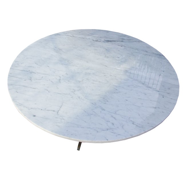 Round Marble Coffee Table With Solid Brass Base | Chairish