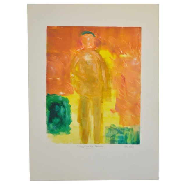 Late 20th Century Arthur Krakower (1921-2006) Original Monotype "Man on the Beach" For Sale - Image 5 of 5