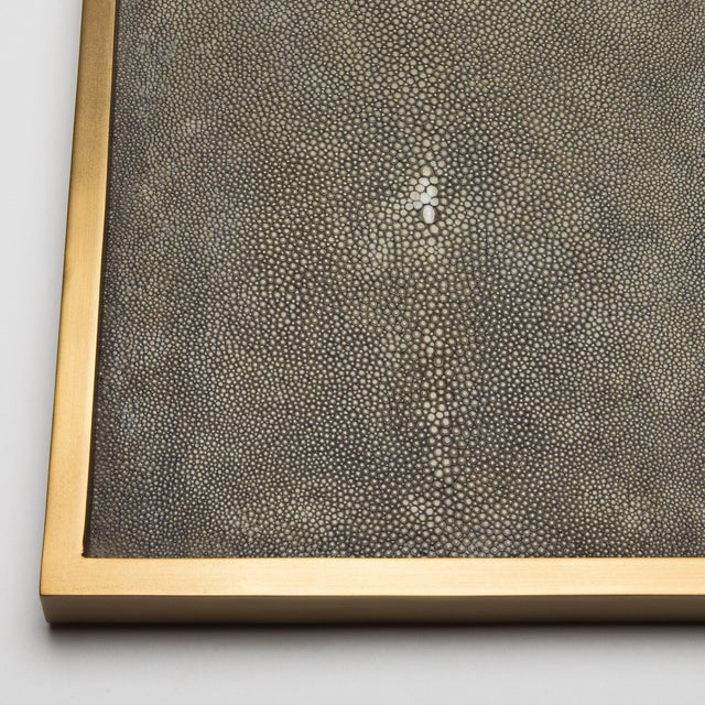 Animal Skin Rectangular Tray in Grey Shagreen With Bronze Patina Brass Insert by Kifu Paris For Sale - Image 7 of 7