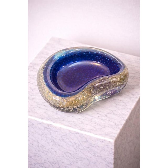 A sculptural and highly collectible mid-century Murano glass ashtray or decorative bowl, attributed to Seguso Vetri...