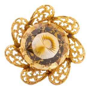 14k Yellow Gold Smoky Quartz Brooch