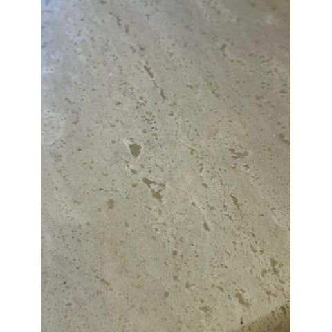 Mid Century Travertine Top Coffee Table With Sculptural Teak Wood Base For Sale - Image 11 of 13
