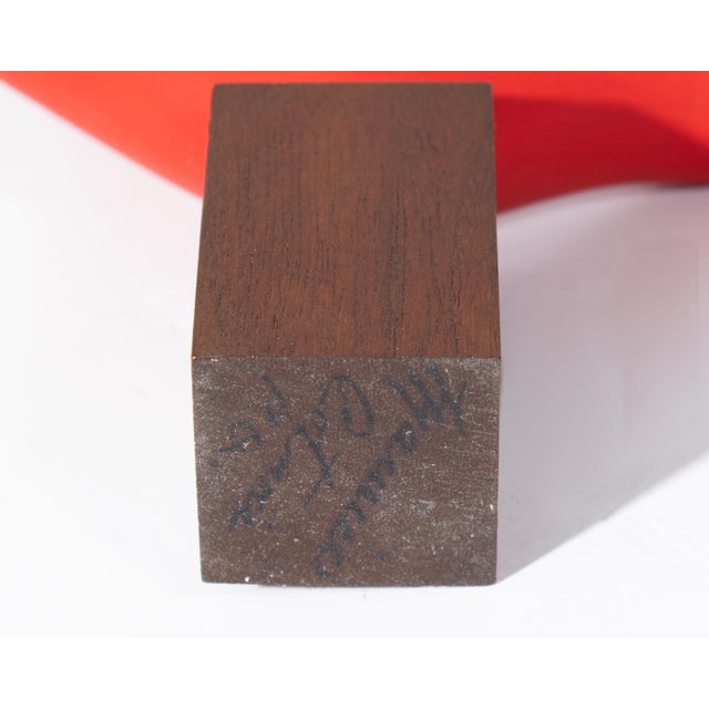 Red Wood Sculpture of a Bird by Maurice Cotnoir For Sale - Image 8 of 9