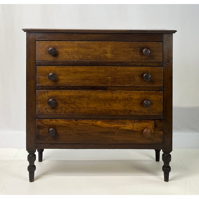 19th-century antique chest of drawers. Constructed with robust mortise-and-tenon framing and rough sawn back, this piece...