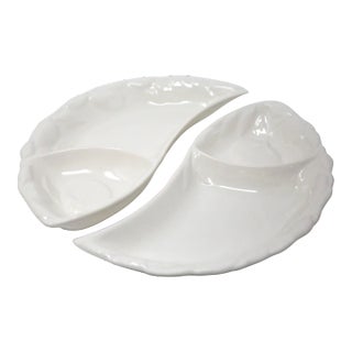 Vintage Embossed Tomato Divided Serving Bowls - a Pair For Sale