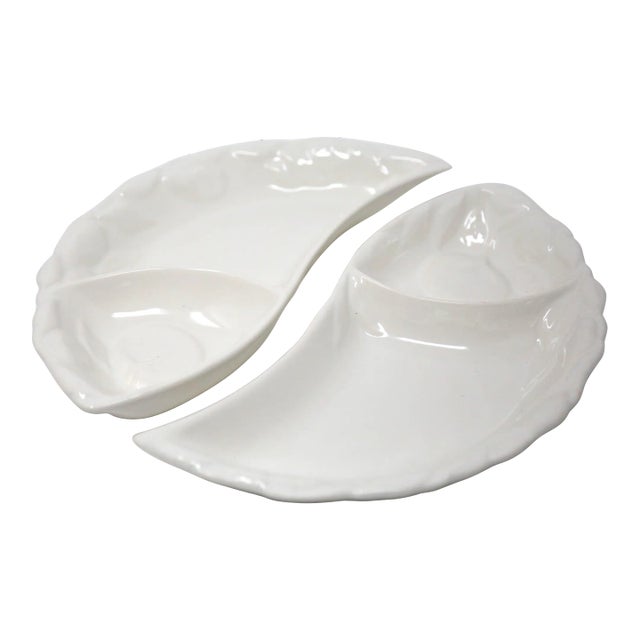 Vintage Embossed Tomato Divided Serving Bowls - a Pair For Sale