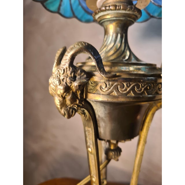 Antique Bronze Lamp with Goats Head, 1850 For Sale - Image 6 of 8