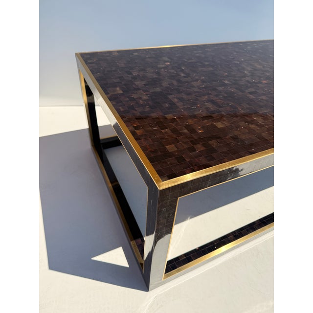 Maitland - Smith 1980s Tessellated Horn and Brass Coffee Table For Sale - Image 4 of 12