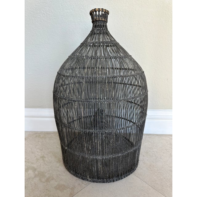 Vintage Large Wicker Fish Trap Basket For Sale In Los Angeles - Image 6 of 9