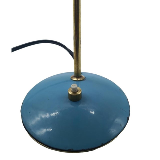 Metal Blue Metal and Brass Table Lamp, Italy, 1950s For Sale - Image 7 of 13