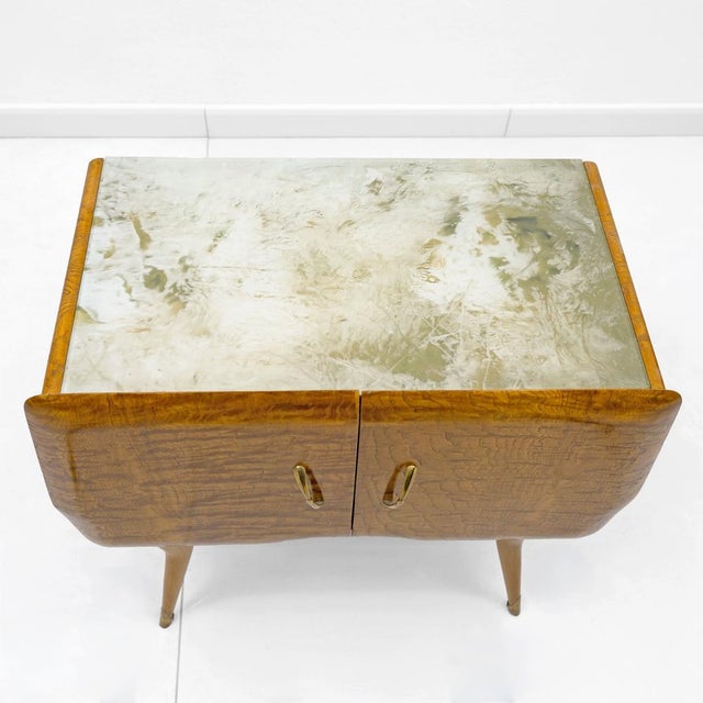 Mid-Century Beech and Chestnut Burl Bedside Tables, 1950s, Set of 2 For Sale - Image 6 of 11