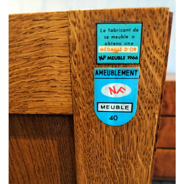 Tan Mid Century Modern French Oak Sideboard With 4 Carved Doors 1960s For Sale - Image 8 of 11